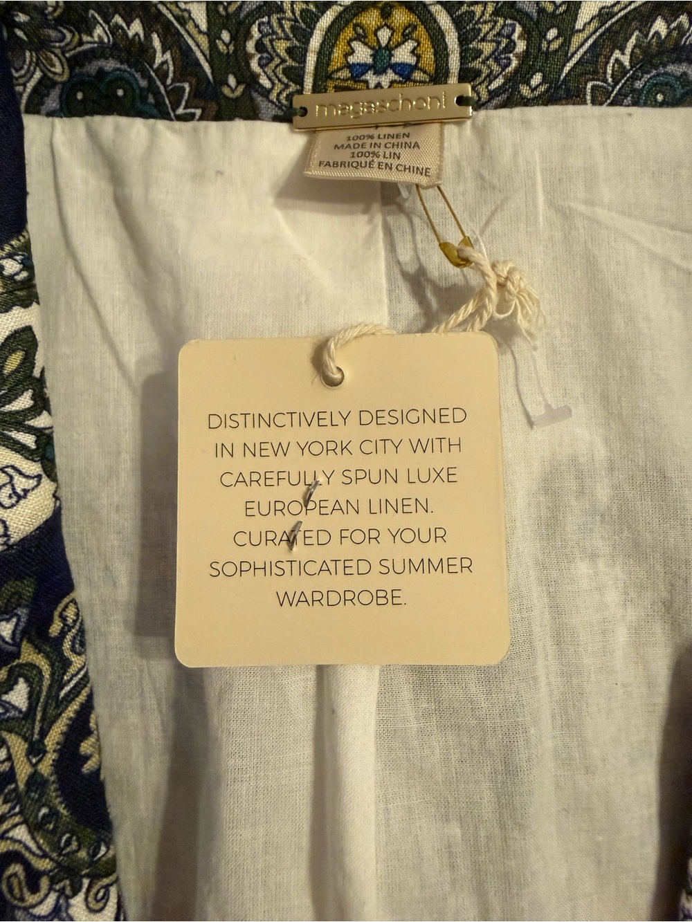 New MAGASCHONI LUXE Blazer Jacket POCKETS Lined Paisley Linen Large MSRP $228 - Picture 6 of 11